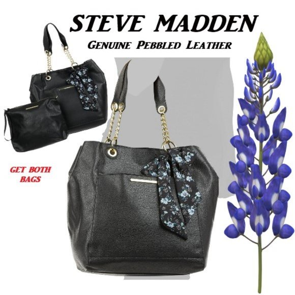 Steve Madden Handbags - Steve Madden Genuine Leather Pebbled Should & Hand bag & Scarf 3Pc Set NWT